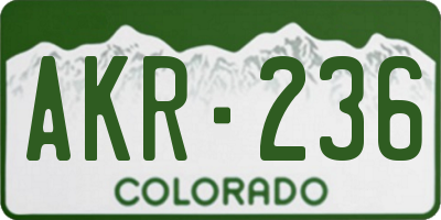 CO license plate AKR236