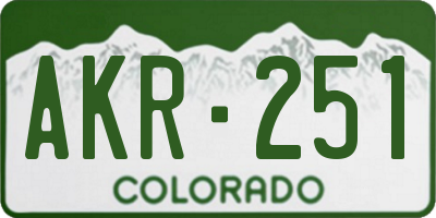 CO license plate AKR251
