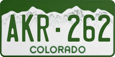 CO license plate AKR262