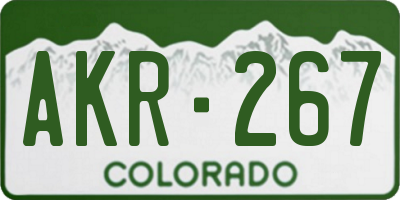 CO license plate AKR267