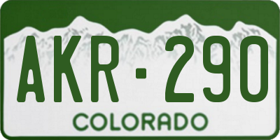 CO license plate AKR290