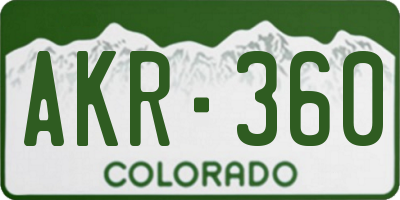 CO license plate AKR360