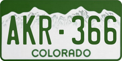 CO license plate AKR366