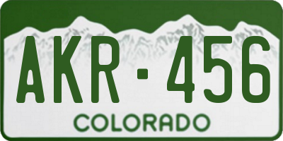 CO license plate AKR456