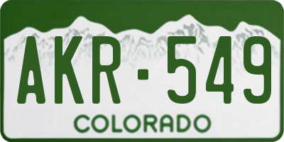 CO license plate AKR549