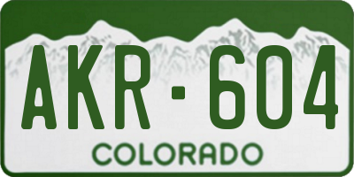 CO license plate AKR604