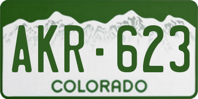 CO license plate AKR623