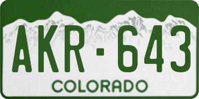 CO license plate AKR643