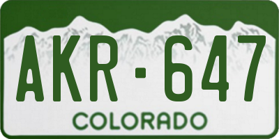 CO license plate AKR647