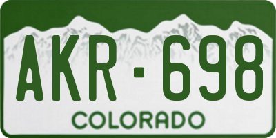 CO license plate AKR698