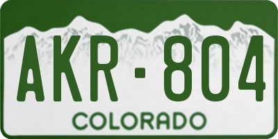 CO license plate AKR804