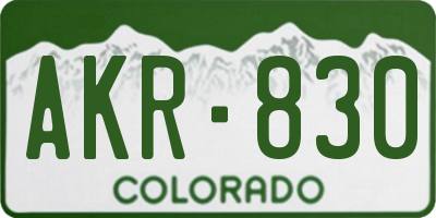 CO license plate AKR830