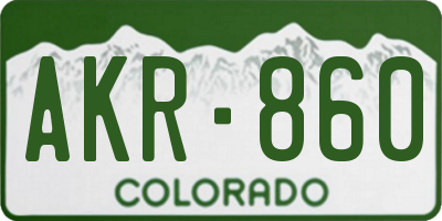 CO license plate AKR860