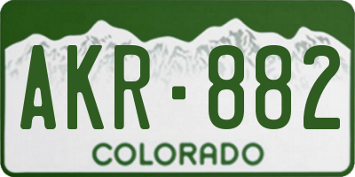 CO license plate AKR882