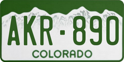 CO license plate AKR890