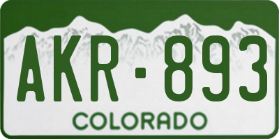 CO license plate AKR893