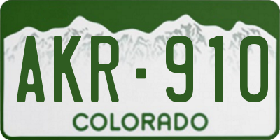 CO license plate AKR910