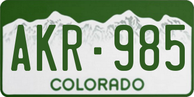 CO license plate AKR985