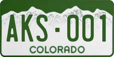 CO license plate AKS001