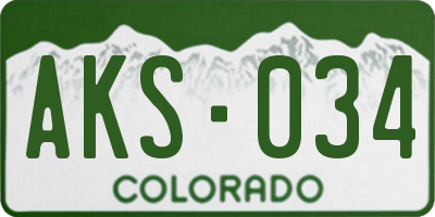 CO license plate AKS034