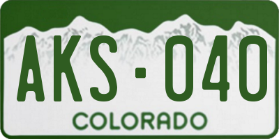 CO license plate AKS040