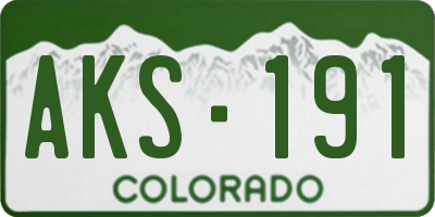 CO license plate AKS191