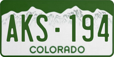 CO license plate AKS194