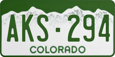 CO license plate AKS294