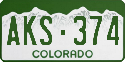 CO license plate AKS374