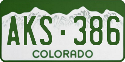 CO license plate AKS386