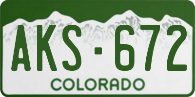 CO license plate AKS672