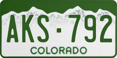 CO license plate AKS792