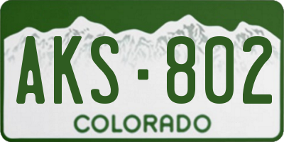 CO license plate AKS802