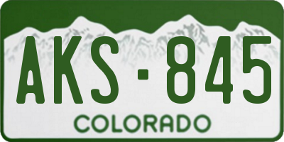 CO license plate AKS845