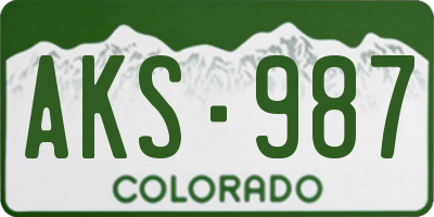 CO license plate AKS987