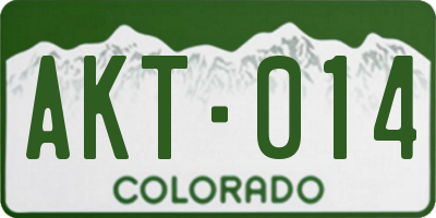 CO license plate AKT014