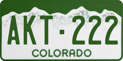 CO license plate AKT222