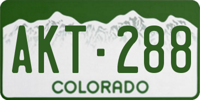 CO license plate AKT288