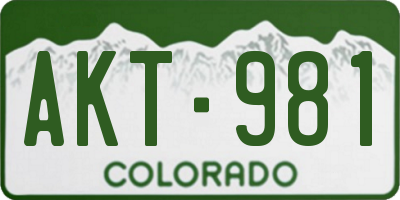 CO license plate AKT981