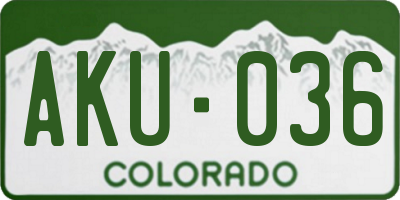 CO license plate AKU036