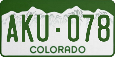 CO license plate AKU078