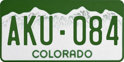 CO license plate AKU084