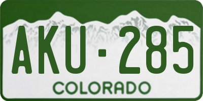 CO license plate AKU285
