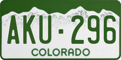 CO license plate AKU296