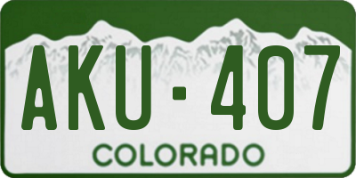 CO license plate AKU407
