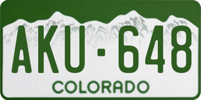 CO license plate AKU648