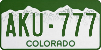 CO license plate AKU777