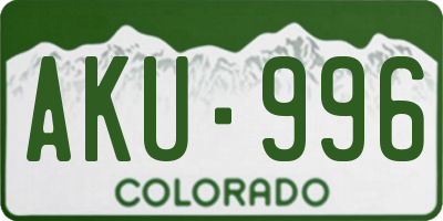 CO license plate AKU996