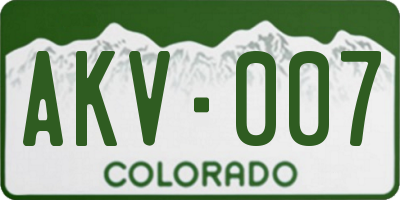 CO license plate AKV007