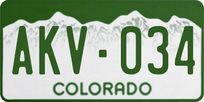 CO license plate AKV034